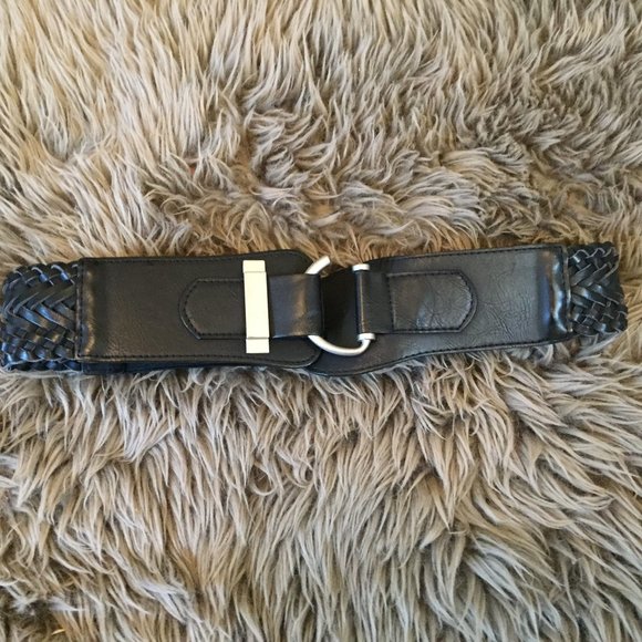 Smart Set black vegan braided leather belt w/elastic panel - M - Picture 7 of 7